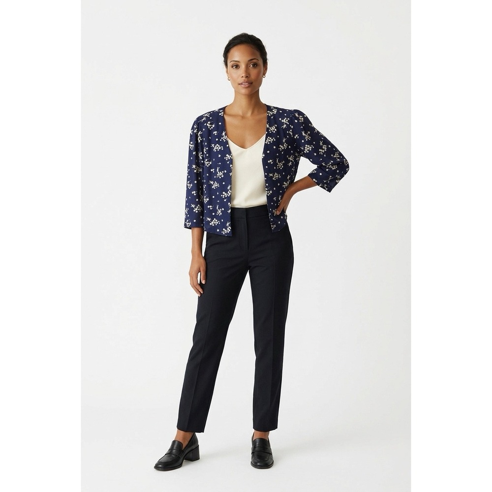 Rare RRL Ralph Lauren BlueFloral Cropped Jacket Blue White Cherry Blossom Size 3